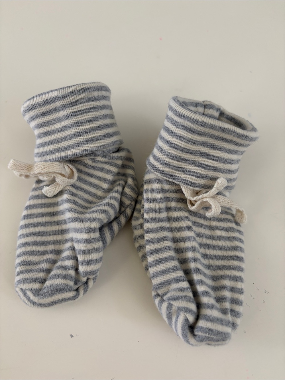 Nature Baby Organic Striped Gray & White Baby Booties - Soft Cotton